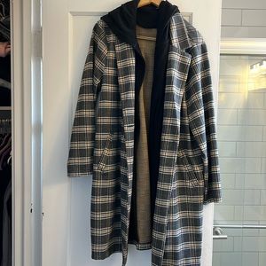 Peacoat with removable hood.